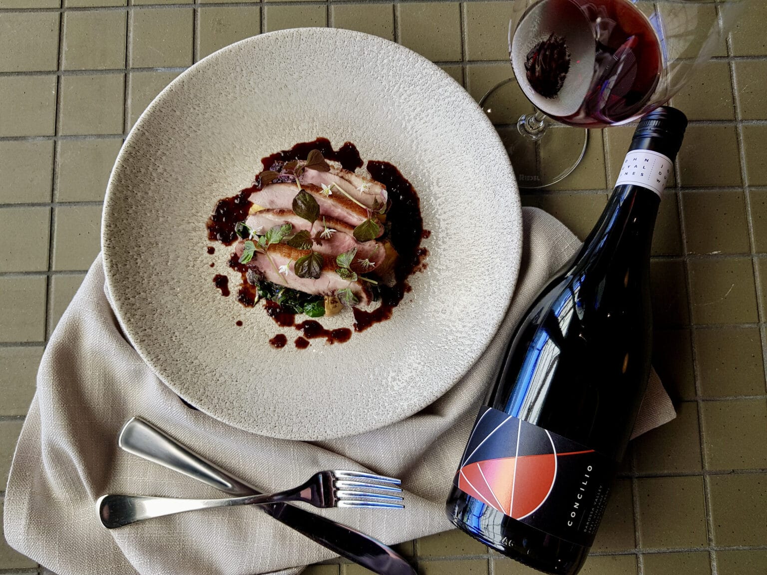 Roast Duck w Davidson Plum & red wine sauce recipe | John Duval Wines